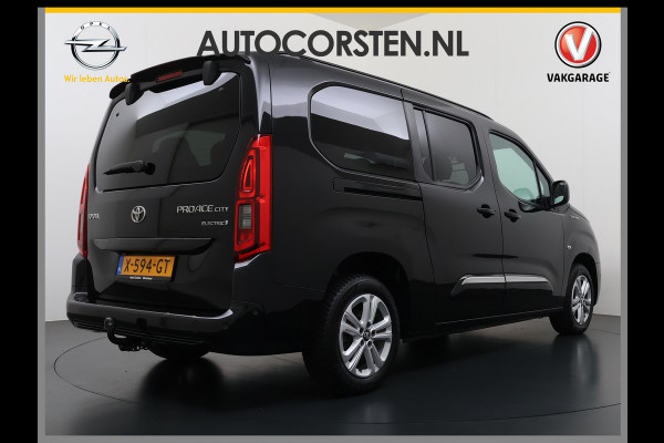 Toyota PROACE CITY Verso Electric AUT. 7persoons !Active Long Navi Camera Trekhaak Klapraam-in-klep PDC-a+v LM Dual-ECC 2-Schuifdeuren Cruise ESP Bordherkenning ABS Connect Visio Park 1 Smartphone-Oplader Dakrails Priv.Glas  50 kWh 3 fase 11kw lader ! Orig. NLse auto 1e eigenaar € 54.000 nieuw