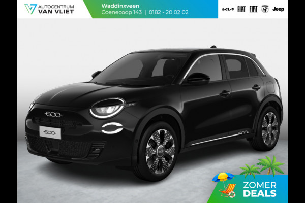 Fiat 600 1.2 Hybrid 136pk La Prima | Leder | Stoelmassage | Trekhaak | Camera| Carplay | Adapt. Cruise | Winter Pack