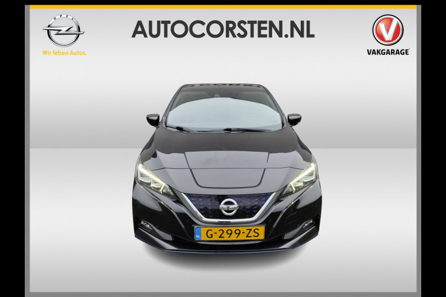 Nissan Leaf e+ Tekna 62kWh 218pk LEER Apple Carplay Android Auto Cruise control adaptief 360°Camera Navi Ecc Stoel+Stuurverwarming Keyless D Dodehoek detector Rijstrooksensor met correctie Uitparkeer waarschuwing Verkeersbord detectie Bluetooth Privacy Glas Lmv 17" Grootste Accu Grootste Actieradius Hoogste vermogen 218pk !