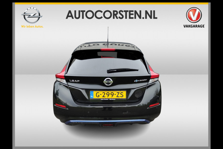 Nissan Leaf e+ Tekna 62kWh 218pk LEER Apple Carplay Android Auto Cruise control adaptief 360°Camera Navi Ecc Stoel+Stuurverwarming Keyless D Dodehoek detector Rijstrooksensor met correctie Uitparkeer waarschuwing Verkeersbord detectie Bluetooth Privacy Glas Lmv 17" Grootste Accu Grootste Actieradius Hoogste vermogen 218pk !