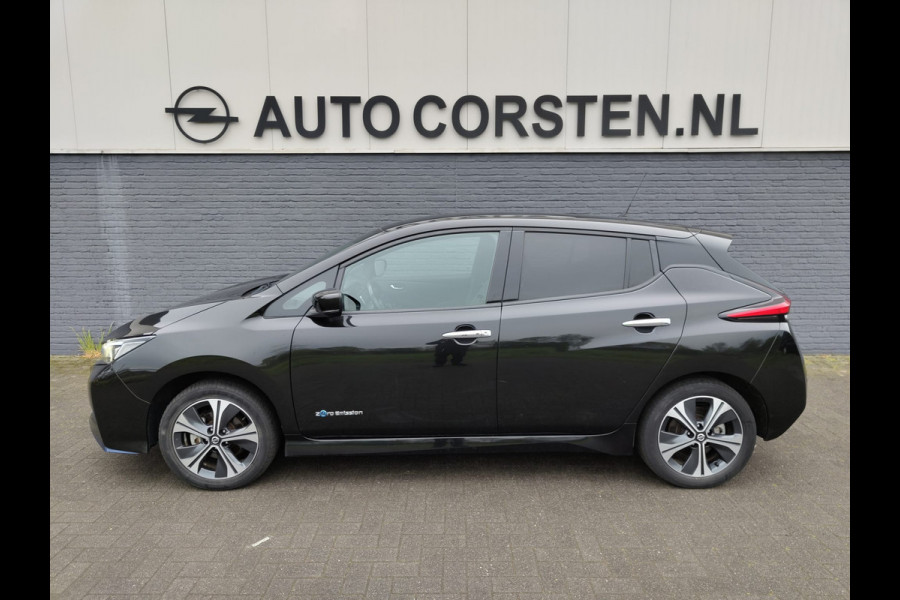Nissan Leaf e+ Tekna 62kWh 218pk LEER Apple Carplay Android Auto Cruise control adaptief 360°Camera Navi Ecc Stoel+Stuurverwarming Keyless D Dodehoek detector Rijstrooksensor met correctie Uitparkeer waarschuwing Verkeersbord detectie Bluetooth Privacy Glas Lmv 17" Grootste Accu Grootste Actieradius Hoogste vermogen 218pk !