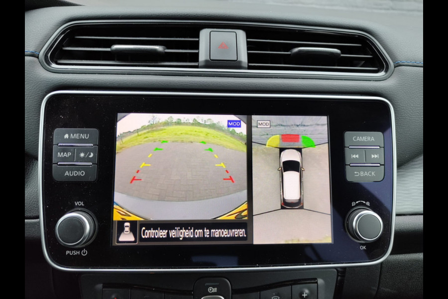 Nissan Leaf e+ Tekna 62kWh 218pk LEER Apple Carplay Android Auto Cruise control adaptief 360°Camera Navi Ecc Stoel+Stuurverwarming Keyless D Dodehoek detector Rijstrooksensor met correctie Uitparkeer waarschuwing Verkeersbord detectie Bluetooth Privacy Glas Lmv 17" Grootste Accu Grootste Actieradius Hoogste vermogen 218pk !