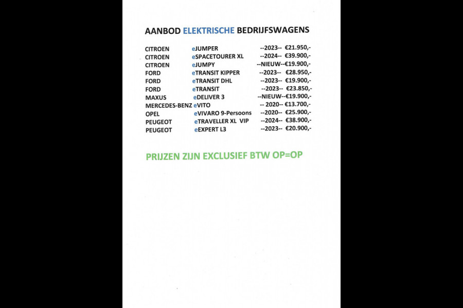 Opel e-Vivaro / Peugeot e-Traveller 75 kWh Allure VIP Lederen bekleding 7 Persoons Full Options