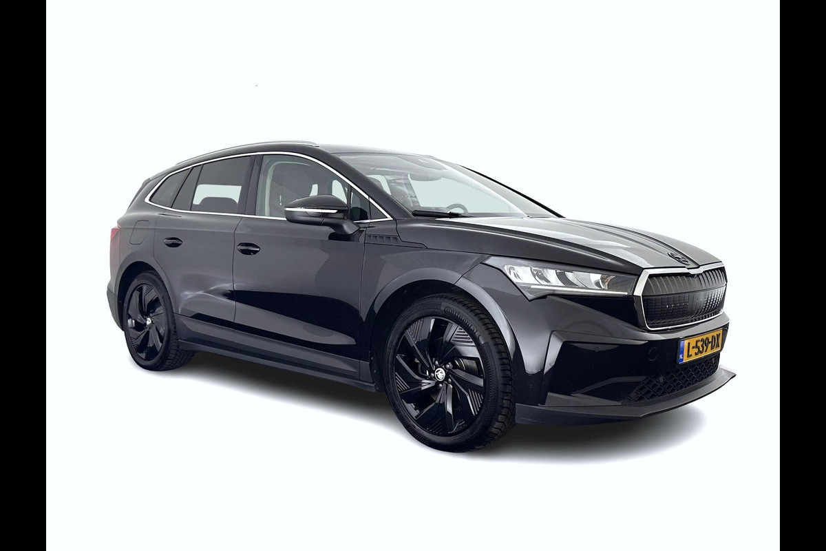 Škoda ENYAQ iV 60 [ 3-Fase-11kW ] {SOH-87%} (INCL-BTW) *LEATHER-FABRIC | FULL-LED | ADAPTIVE-CRUISE | BLINDSPOT | DIGI-COCKPIT | CAMERA | KEYLESS | NAVI-FULLMAP | ECC | HEATED-COMFORTSEATS | DAB+ | MEMORY-PACK | PDC | 20"ALU