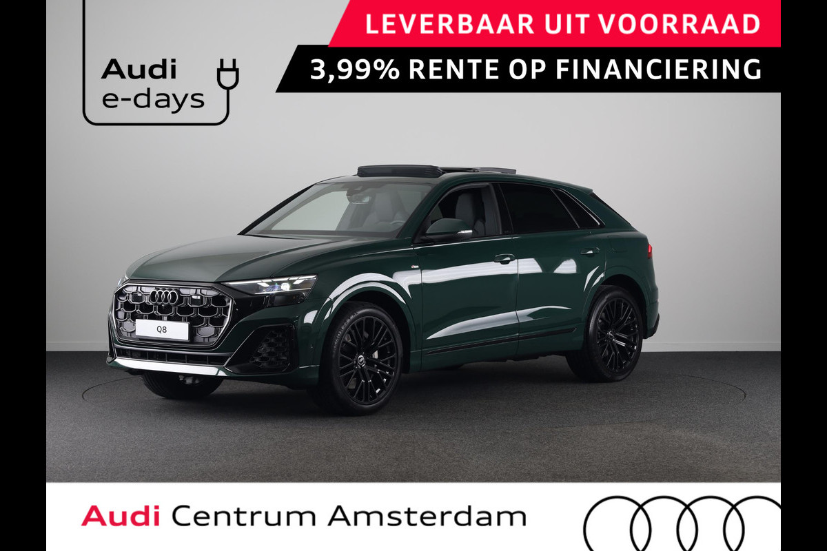 Audi Q8 Pro Line S 55 TFSI e 394 pk | Midnight emerald green | Glazen panoramadak | Bang & Olufsen Premium 3D | Sportstoelen plus voorin |