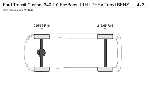 Ford Transit Custom 340 1.0 EcoBoost L1H1 PHEV Trend BENZINE HYBRIDE 500 KM Rijbereik