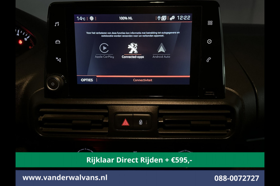 Peugeot Partner 1.5 BlueHDI 102pk L1H1 Inrichting Euro6 *Rijklaar Direct Rijden* Airco | Navigatie | Apple Carplay | Cruisecontrol Android Auto, Parkeersensoren, Trekhaak, Dakdragers