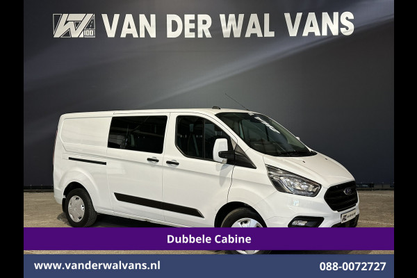 Ford Transit Custom 2.0 TDCI 130pk Automaat L2H1 Dubbele Cabine Inrichting Euro6 Airco | 6-Zits | Camera | Navigatie | LED Apple Carplay, Android Auto, Cruisecontrol, Trekhaak, Stoelverwarming, Verwarmde voorruit, Parkeersensoren, Achterklep