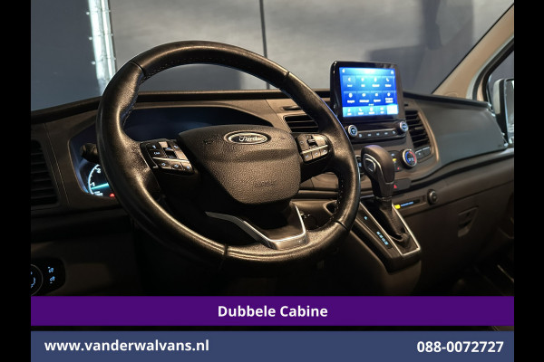 Ford Transit Custom 2.0 TDCI 130pk Automaat L2H1 Dubbele Cabine Inrichting Euro6 Airco | 6-Zits | Camera | Navigatie | LED Apple Carplay, Android Auto, Cruisecontrol, Trekhaak, Stoelverwarming, Verwarmde voorruit, Parkeersensoren, Achterklep