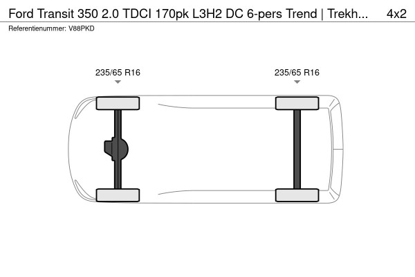 Ford Transit 350 2.0 TDCI 170pk L3H2 DC 6-pers Trend | Trekhaak | Imperial | Navi | Camera | CarPlay | Cruise | Airco | EURO6