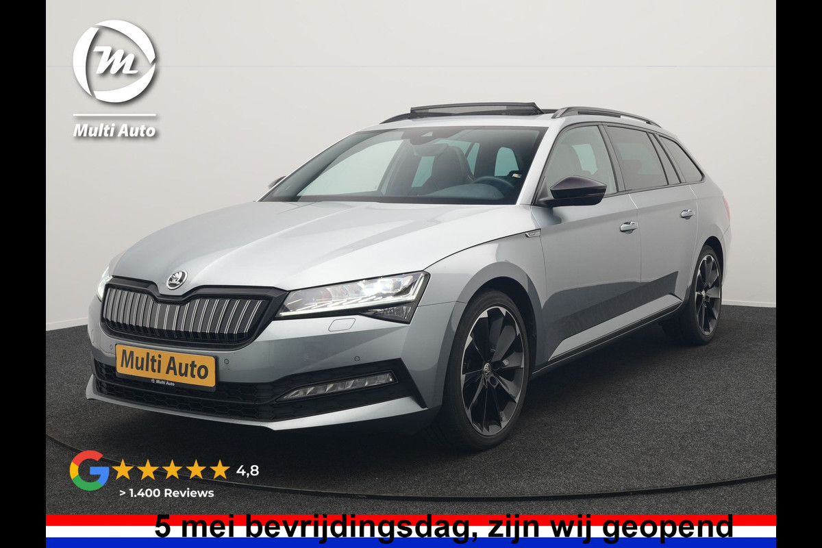 Škoda Superb Combi 1.4 TSI iV Sportline PHEV 218pk Dealer O.H | Panodak | Crystal LED | Camera | Alcantara Sportstoelen Memory & Verwarmd | Cruise Control | Sfeerverlichting | Apple Carplay | Keyless | Navigatie | Virtual | DAB | 19"L.M | Plug In Hybrid |