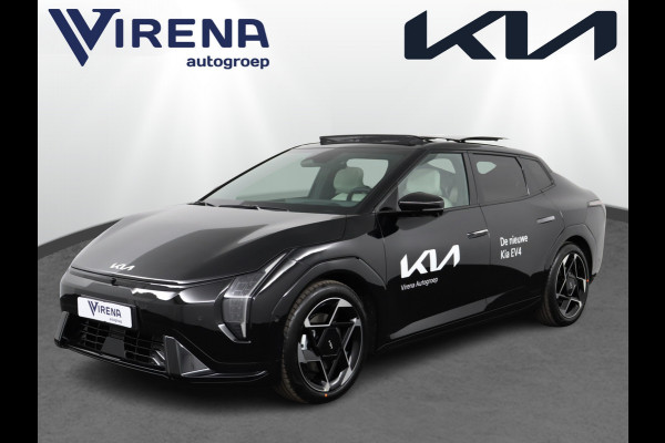 Kia EV4 Fastback GT-PlusLine 81.4 kWh - Stoelverwarming/ventilatie - Glazen Schuif-/kanteldak - Elektrisch verstelbare voorstoelen - Dodehoekcamera - Head-up display  - Fabrieksgarantie tot 09-2032