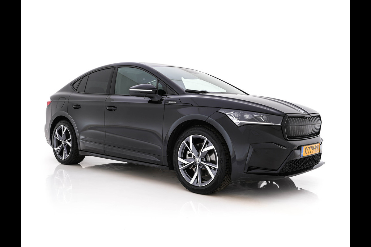 Škoda Enyaq Coupé 85 Sportline [ 3-Fase ] {SOH-95%} (INCL.BTW) *PANO | ADAPTIVE-CRUISE | LEATHER-ALCANTARA | FULL-LED | BLINDSPOT | HEATED-SPORTSEATS | CAMERA | KEYLESS | PRIVACY-GLASS | SHIFT-PADLLES | TOWBAR | 20''ALU*