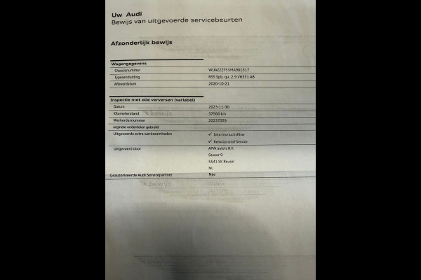 Audi A5 Sportback 2.9 TFSI RS 5 quattro Garantie 524PK Pano Keramisch B&O RS Stoelen Head-up StuurVW Memory Sfeer Laser Rijklaar