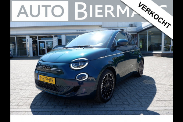 Fiat 500E La Prima 42 kWh / INCL. 12mnd BOVAG / Schuif-kantel dak / Leer