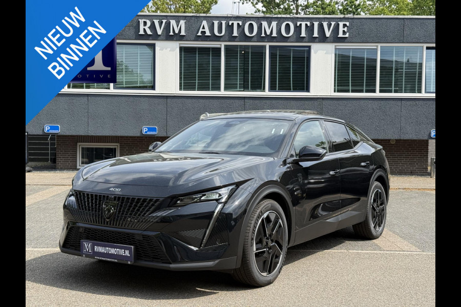 Peugeot e-408 GT 58 kWh NIEUWE AUTO 13KM!| FULL OPTION| PANO| FOCAL AUDIO| 360 CAMERA| ELEKTRISCHE ACHTERKLEP| ELEK. STOELEN| STOEL + STUURVERWARMING MET MASSAGE|