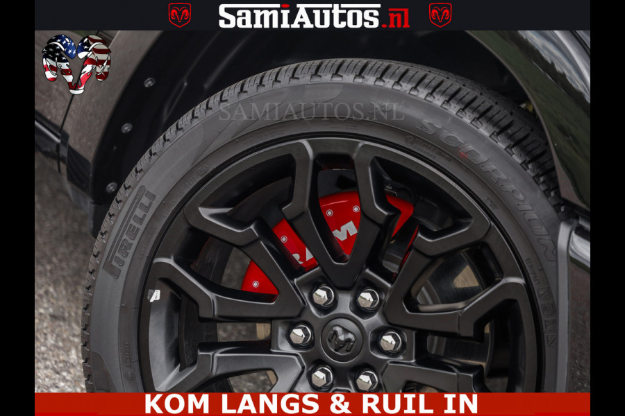 Dodge Ram NIGHT PREMIUM | 426PK | STRIPING | LUCHTVERING | HUD | PANO | 360 CAM | Full Option | LIMITED WHEELS | De Meest Luxe Pick-Up in  Comfortabele Dubbele Cabine met Royale 5 Zitplaatsen | EERSTE EIGENAAR | SMOKE PACK | BOM VOL |