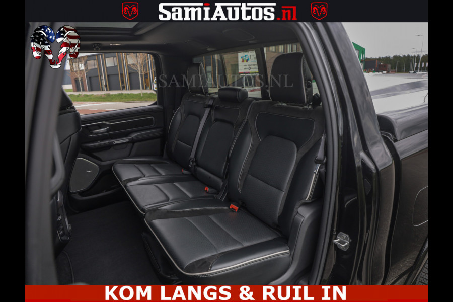 Dodge Ram NIGHT PREMIUM | 426PK | STRIPING | LUCHTVERING | HUD | PANO | 360 CAM | Full Option | LIMITED WHEELS | De Meest Luxe Pick-Up in  Comfortabele Dubbele Cabine met Royale 5 Zitplaatsen | EERSTE EIGENAAR | SMOKE PACK | BOM VOL |