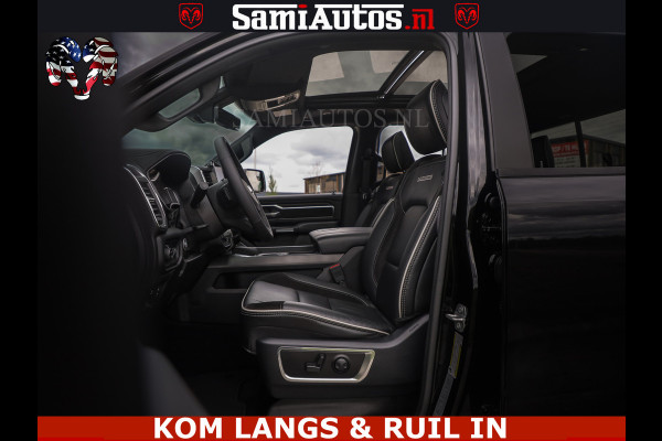 Dodge Ram NIGHT PREMIUM | 426PK | STRIPING | LUCHTVERING | HUD | PANO | 360 CAM | Full Option | LIMITED WHEELS | De Meest Luxe Pick-Up in  Comfortabele Dubbele Cabine met Royale 5 Zitplaatsen | EERSTE EIGENAAR | SMOKE PACK | BOM VOL |