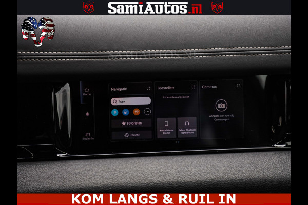 Dodge Ram NIGHT PREMIUM | 426PK | STRIPING | LUCHTVERING | HUD | PANO | 360 CAM | Full Option | LIMITED WHEELS | De Meest Luxe Pick-Up in  Comfortabele Dubbele Cabine met Royale 5 Zitplaatsen | EERSTE EIGENAAR | SMOKE PACK | BOM VOL |