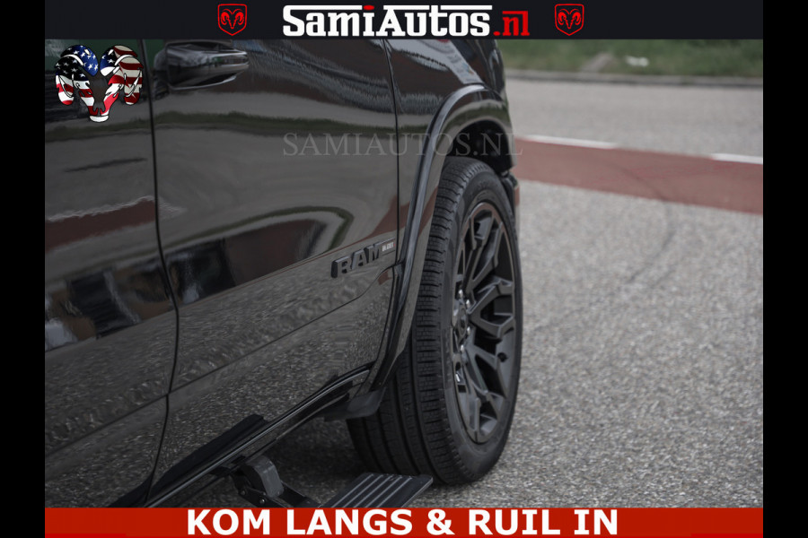 Dodge Ram NIGHT PREMIUM | 426PK | STRIPING | LUCHTVERING | HUD | PANO | 360 CAM | Full Option | LIMITED WHEELS | De Meest Luxe Pick-Up in  Comfortabele Dubbele Cabine met Royale 5 Zitplaatsen | EERSTE EIGENAAR | SMOKE PACK | BOM VOL |