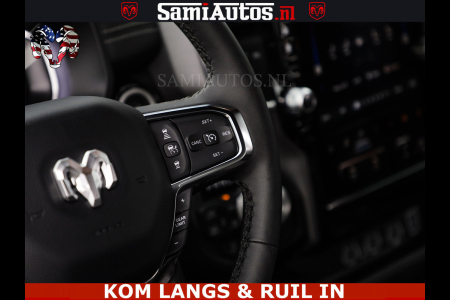 Dodge Ram NIGHT PREMIUM | 426PK | STRIPING | LUCHTVERING | HUD | PANO | 360 CAM | Full Option | LIMITED WHEELS | De Meest Luxe Pick-Up in  Comfortabele Dubbele Cabine met Royale 5 Zitplaatsen | EERSTE EIGENAAR | SMOKE PACK | BOM VOL |