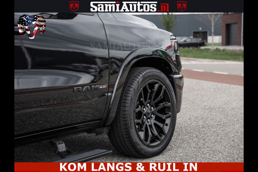 Dodge Ram NIGHT PREMIUM | 426PK | STRIPING | LUCHTVERING | HUD | PANO | 360 CAM | Full Option | LIMITED WHEELS | De Meest Luxe Pick-Up in  Comfortabele Dubbele Cabine met Royale 5 Zitplaatsen | EERSTE EIGENAAR | SMOKE PACK | BOM VOL |