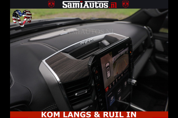 Dodge Ram NIGHT PREMIUM | 426PK | STRIPING | LUCHTVERING | HUD | PANO | 360 CAM | Full Option | LIMITED WHEELS | De Meest Luxe Pick-Up in  Comfortabele Dubbele Cabine met Royale 5 Zitplaatsen | EERSTE EIGENAAR | SMOKE PACK | BOM VOL |