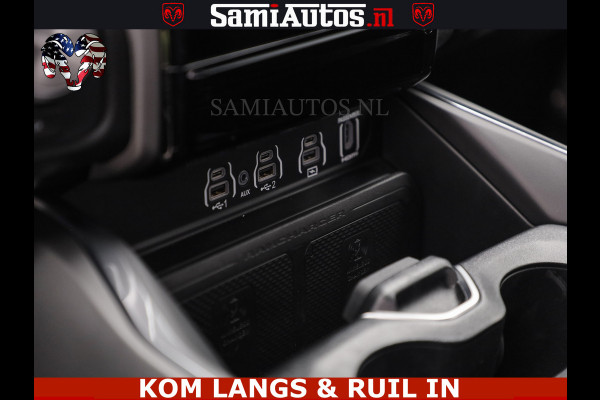 Dodge Ram NIGHT PREMIUM | 426PK | STRIPING | LUCHTVERING | HUD | PANO | 360 CAM | Full Option | LIMITED WHEELS | De Meest Luxe Pick-Up in  Comfortabele Dubbele Cabine met Royale 5 Zitplaatsen | EERSTE EIGENAAR | SMOKE PACK | BOM VOL |