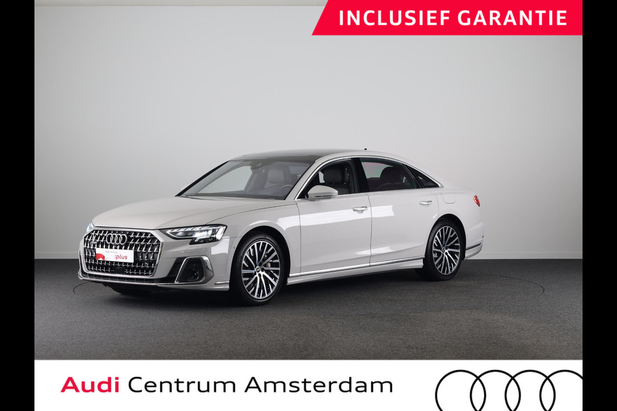 Audi A8 60 TFSI e quattro Lang 462 pk Tiptronic | Verlengde garantie | Navigatie | Panoramadak | Parkeersensoren (Park assist) | Rondomzicht camera | Stoelverwarming/ventilatie/massage v/a | B&O Soundsystem |