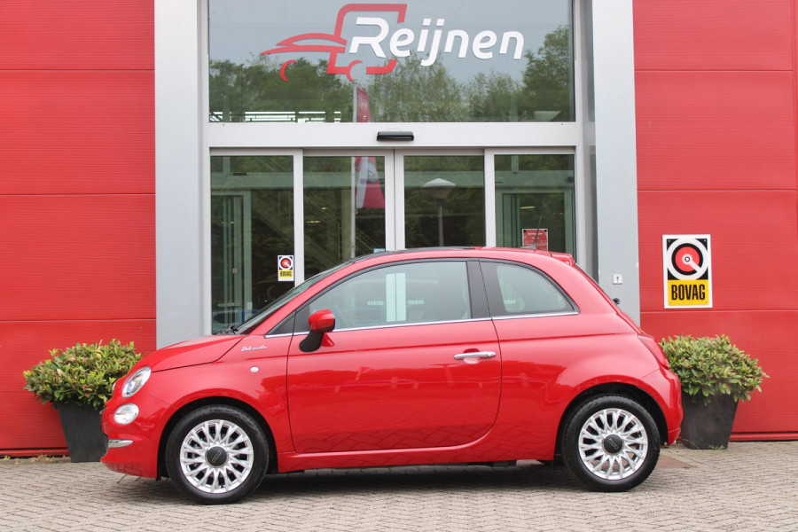 Fiat 500 1.0 Hybrid 69PK DOLCEVITA | PANORAMA DAK | APPLE CARPLAY/ANDROID AUTO | HALF LEDEREN BEKLEDING "TESSUTO DISEGNO" MET SPORTSTOELEN | DONKERE HEMELBEKLEDING | CRUISE CONTROL | AIRCO | LICHTMETALEN VELGEN 15" | CHROME DELEN EXTERIEUR | DAB+ RADIO |