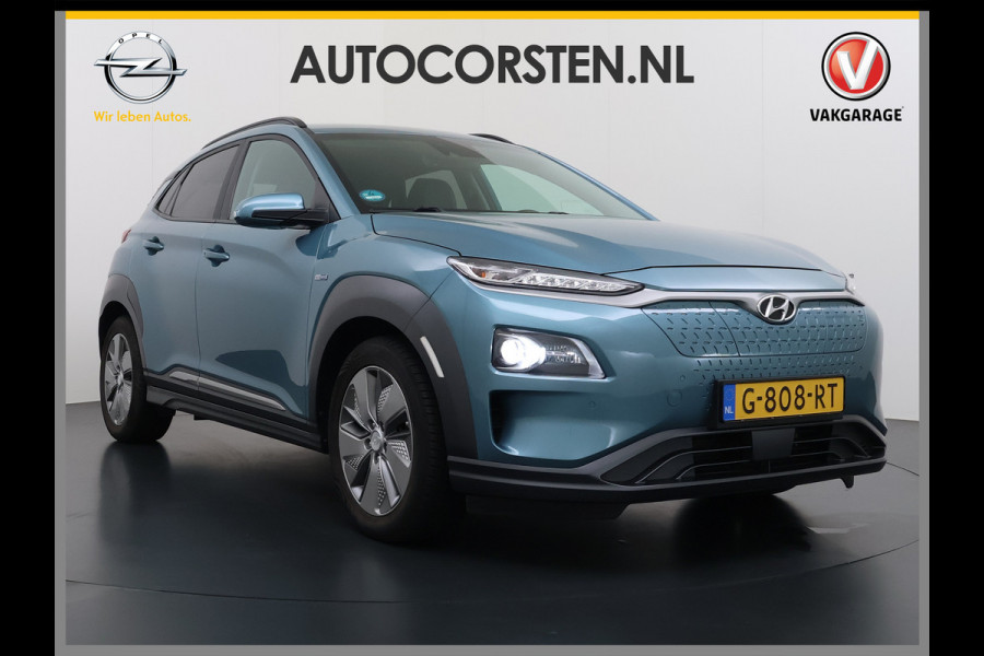 Hyundai Kona EV 64kWh 204pk Premium Warmtepomp Leer Head-Up Display Apple Carplay Android Navi Camera Elektr.Stoelen+Verwarmd+Ventilatie Adap Verwarmd Stuur Pdc Subwoofer Bluetooth Dodehoek detector Privacy Glas Rijstrooksensor Origineel Nederlandse EV
