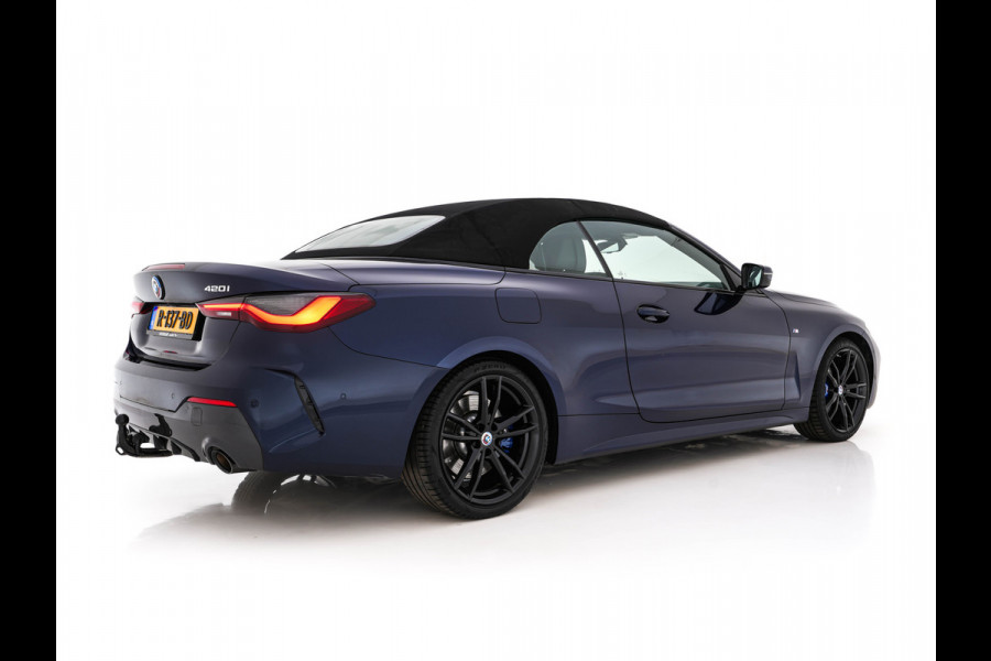 BMW 4 Serie Cabrio 420i M-Sportpack High Executive (INCL-BTW) *LEATHER | FULL-LED | MEMORY-PACK | BLINDSPOT | DIGI-COCKPIT | HIFI-SOUND | SHIFTPADDLES | CAMERA | DAB | NAVI-FULLMAP | TOWBAR | 19''ALU*