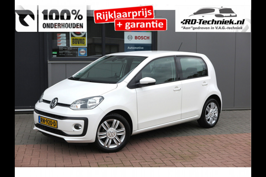 Volkswagen up! 1.0 BMT high up! (Facelift) , Cruise control , Parkeersensor, Navi via APP, Lichtmetalen velgen, Telefoon integratie , Nieuwe APK , etc. Onderhoudshistorie vanaf 30.000 km hier volledig bekend en recent.