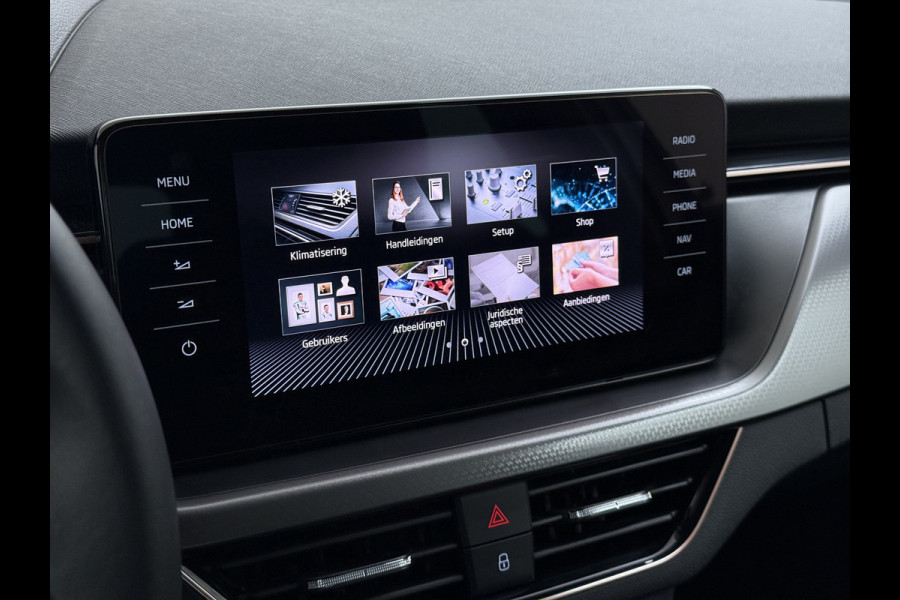 Škoda Kamiq 1.0TSI 1/2 Leder Elek.Stoel+Verwarmd Apple Camera Android Auto Navi Ecc Camera Cruise Control Pdc Business Edition Draadloze Tel.lader Lmv 16" Isofix Voorruitverwarming DAB Led 1e Eigenaar Origineel Nederlandse Auto