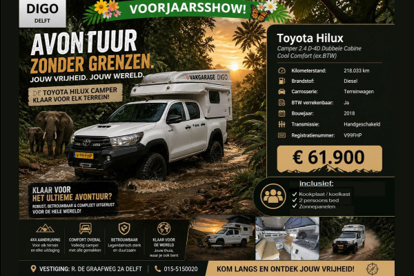 Toyota Hilux Camper 2.4 D-4D Dubbele Cabine Cool Comfort (ex.BTW) UNIEK IN NL