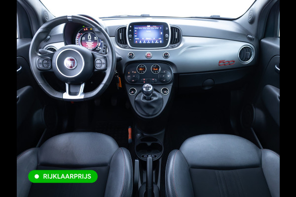 Fiat 500 1.0 Hybrid Sport Verde Portofino | 1/2 Leder/stof | Panodak | Led+ | Uconnect | Airco, Lederen MF stuurwiel, PDC achter, 16" velgen