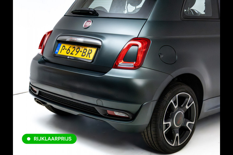 Fiat 500 1.0 Hybrid Sport Verde Portofino | 1/2 Leder/stof | Panodak | Led+ | Uconnect | Airco, Lederen MF stuurwiel, PDC achter, 16" velgen