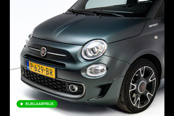 Fiat 500 1.0 Hybrid Sport Verde Portofino | 1/2 Leder/stof | Panodak | Led+ | Uconnect | Airco, Lederen MF stuurwiel, PDC achter, 16" velgen