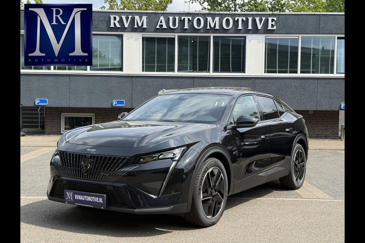 Peugeot e-408 GT 58 kWh NIEUWE AUTO 13KM!| FULL OPTION| PANO| FOCAL AUDIO| 360 CAMERA| ELEKTRISCHE ACHTERKLEP| ELEK. STOELEN| STOEL + STUURVERWARMING MET MASSAGE|