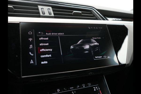 Audi e-tron 50 Quattro Black Edition 313pk Dealer O.H. | Luchtvering | Trekhaak | Camera | Head Up | Lederen Sportstoelen Memory & Verwarmd | Bang & Olufsen | Cruise Control | Keyless | Sfeerverlichting | Apple Carplay | Navigatie | DAB | 21''L.M |