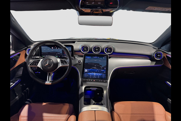 Mercedes-Benz C-Klasse Estate 300 e | Pano | Trekhaak | Distronic | Head-up | 360-camera | Sfeerverlichting | Nightpakket | MBUX