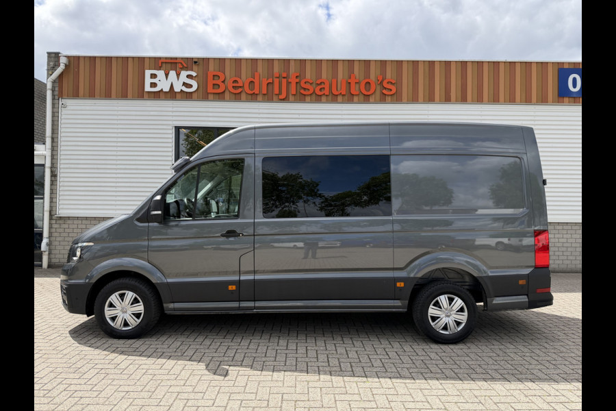 Volkswagen Crafter 35 2.0 TDI 177pk L3H3 ( L2H2 ) DC 6 persoons Comfortline / euro 6 / bpm vrij / vaste prijs rijklaar € 31.950 ex btw / lease vanaf € 521 / airco / cruise / grijs metallic !
