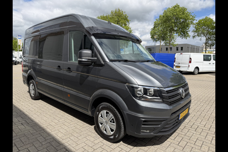 Volkswagen Crafter 35 2.0 TDI 177pk L3H3 ( L2H2 ) DC 6 persoons Comfortline / euro 6 / bpm vrij / vaste prijs rijklaar € 31.950 ex btw / lease vanaf € 521 / airco / cruise / grijs metallic !