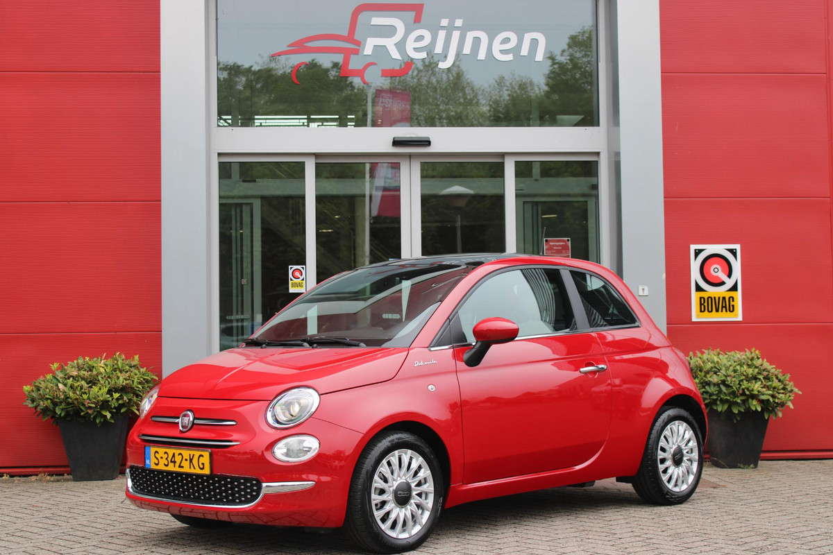 Fiat 500 1.0 Hybrid 69PK DOLCEVITA | PANORAMA DAK | APPLE CARPLAY/ANDROID AUTO | HALF LEDEREN BEKLEDING "TESSUTO DISEGNO" MET SPORTSTOELEN | DONKERE HEMELBEKLEDING | CRUISE CONTROL | AIRCO | LICHTMETALEN VELGEN 15" | CHROME DELEN EXTERIEUR | DAB+ RADIO |