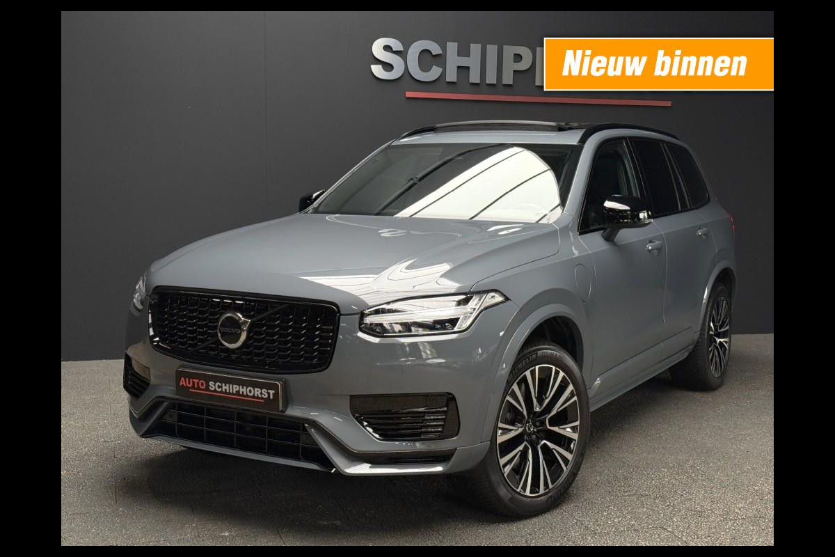 Volvo XC90 T8 Hybride long range Plus Dark THUNDER GREY 7 Zits All Black trekhaak 455pk 360 camera