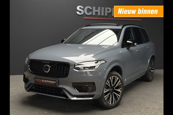 Volvo XC90 T8 Hybride long range Plus Dark THUNDER GREY 7 Zits All Black trekhaak 455pk 360 camera