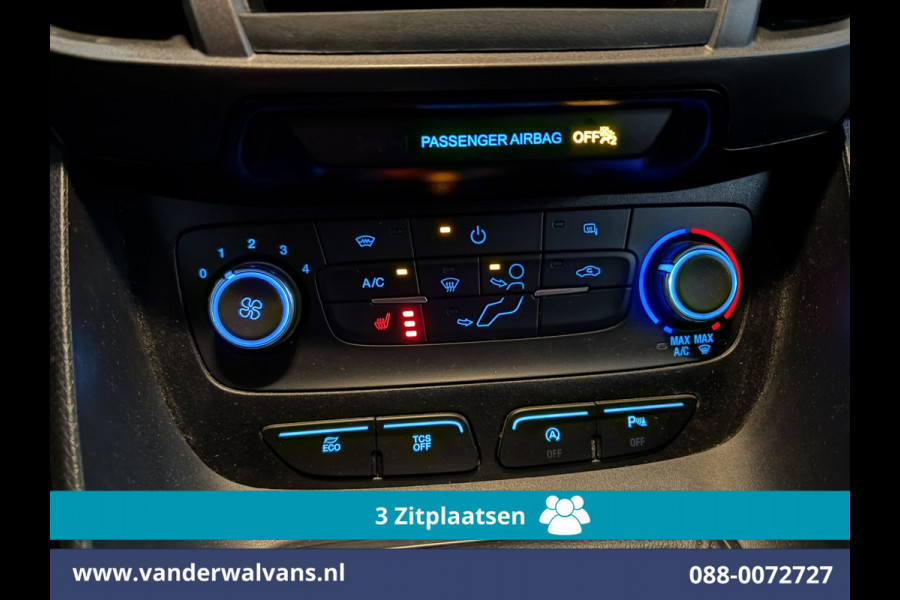 Ford Transit Connect 1.5 EcoBlue 120pk L2H1 Euro6 Airco | 3-Zits | Camera | Navigatie | Apple Carplay Stoelverwarming, Verwarmde voorruit, Parkeersensoren, Bijrijdersbank, 1500kg trekvermogen