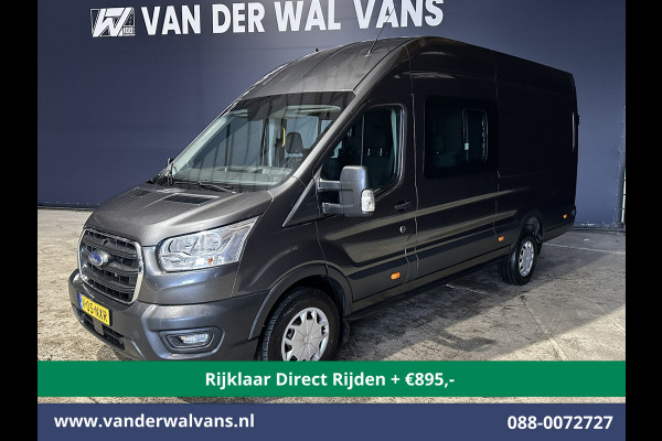 Ford Transit 2.0 TDCI 185pk L4H3 Dubbele Cabine Euro6 *Rijklaar* Airco | 6-Zits | Camera | Cruisecontrol Parkeersensoren, 2800kg trekvermogen