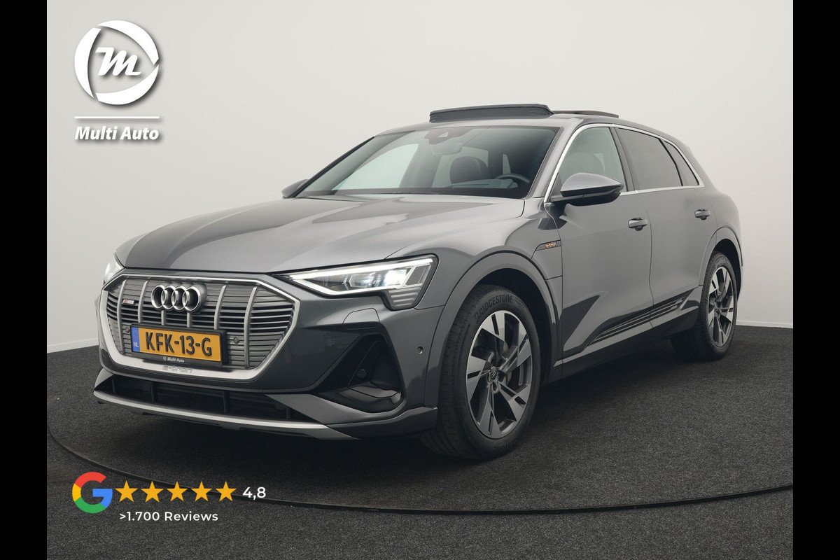Audi e-tron 50 Quattro 2x S Line 313pk 71 kWh Dealer O.H INCL BTW | Luchtvering | Panodak | Head Up | Adaptive Cruise | Sfeerverlichting | Lederen Sportstoelen Verwarmd | Keyless | Navigatie | 20"L.M | DAB | Virtual |